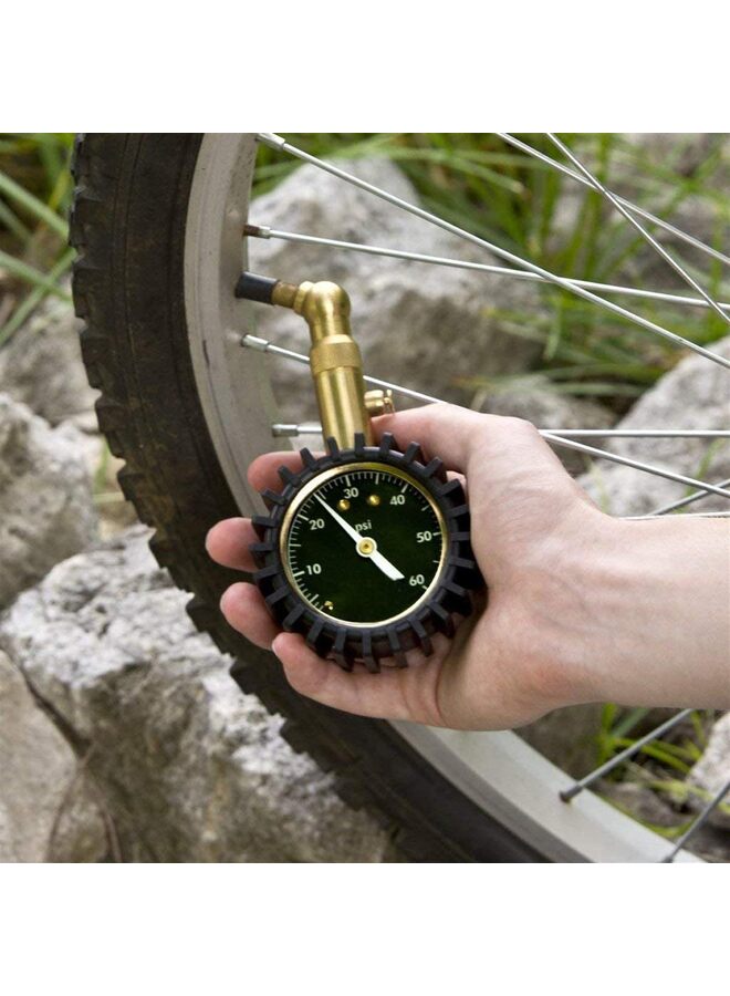 Tire Pressure Gauge 60 PSI - 2 Easy Read Glow Dial, Solid Brass Material - Image 4